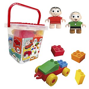 Blocos de Montar Brinquedo 44 Peças e Boneco Turma da Mônica