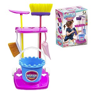 Kit Vassoura Infantil com Carrinho