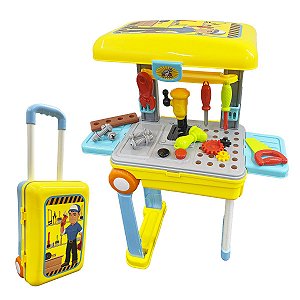 Brinquedo Kit de Ferramentas Mala e Bancada 2 em 1