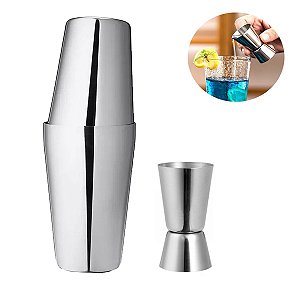 Kit Coqueteleira Boston 820ml e Dosador Jigger Inox