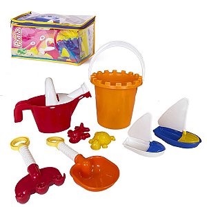 Kit Balde de Praia Infantil Com Bolsa e Forminhas