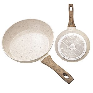 Frigideira Antiaderente Ceramica Indução Fundo Triplo 24 cm - Mármore
