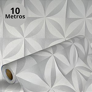 Papel de Parede Adesivo Gesso Flor 3D 10 Metros