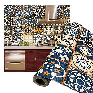Papel de Parede Adesivo Azulejo Português 3D 10 Metros