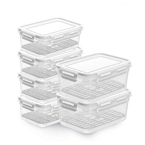 Kit 6 Pote C/ Escorredor Porta Frios Queijo Presunto Frutas - Branco