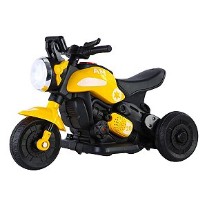 Moto Elétrica Infantil com Som e Luz  Amarelo