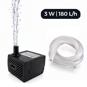 Motor Bomba Submersa Aquário Fonte Água Bebedouro 180l/h Bivolt 110/220 Bombinha + Mangueira