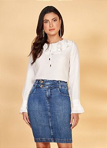 26842 - BLUSA PLANO C/ GOLA BABADOS OFF