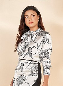 BLUSA ACETINADA ESTAMPADA - 26868