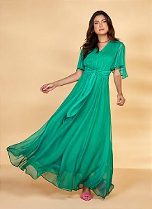 VESTIDO LONGO PLANO ESTAMPADO C/ AMARRAÇÃO - 268661