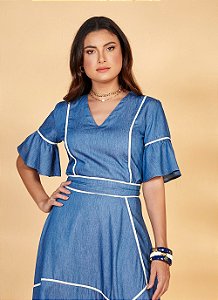 26961 BLUSA JEANS C/ VIÉS BRANCO