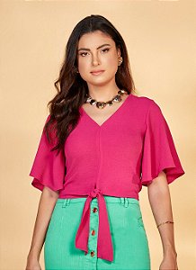 26985 BLUSA PLANO ROSA C/ AMARRAÇÃO