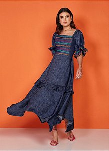 VESTIDO JEANS BORDADO 115CM 26871