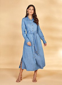 CHEMISE JEANS MAGA LONGA C/ PONTEIRAS 125CM 26887
