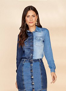 26903 CAMISA BLOCO DE COR JEANS