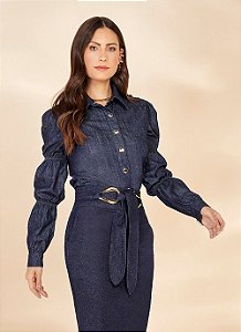 26918 CAMISA JEANS C/ ELASTICO NA MANGA
