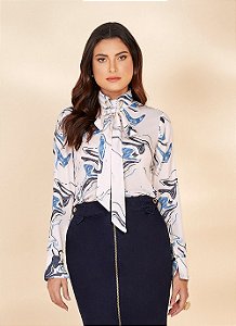 26924 CAMISA CREPE ESTAMPADA C/ AMARRAÇÃO