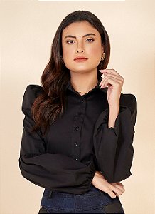 26933P CAMISA TRICOLINE PRETA C/ PUNHO DE ELASTICO