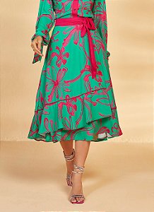 26852 SAIA CREPE EVASE C/ TRANSPASSE ESTAMPADA E VIVO ROSA 75CM