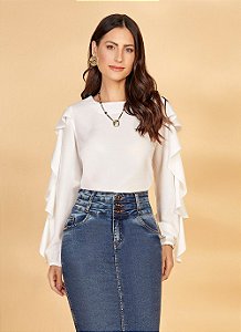 26899OFF BLUSA PLANO OFF C/ BABADOS