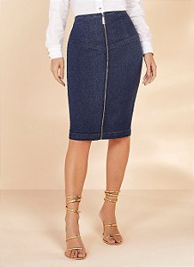 26910 SAIA JEANS LÁPIS C/ BRILHO E ZIPER 67CM