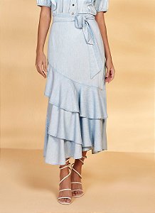 26937 SAIA JEANS EVASE C/ BABADOS 80CM