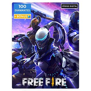 Free Fire 100 Diamantes + Bônus Código Digital - Cartão Recarga