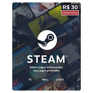 Steam R$30 reais Gift Card – Código Digital