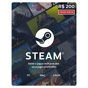 Steam R$200 reais Gift Card – Código Digital