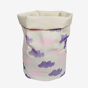 Cesto Organizador Infantil Bag Nuvens - Rosa e Roxo