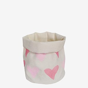 Mini Cesto Organizador Infantil Bag Corações - Rosa