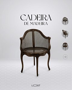 Cadeira de madeira escura e acabamento em palha