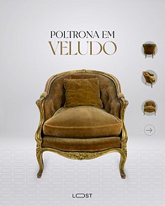 Poltrona antiga, dourado com veludo amarelo mostarda
