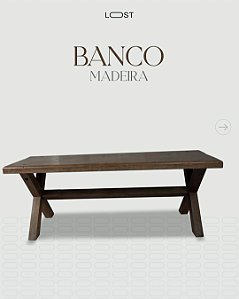 Par de bancos de madeira escura, estilo rustico