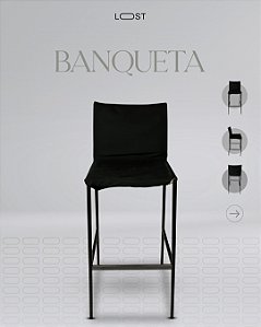 Par banqueta em aço, forrado com tecido brimm