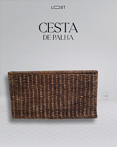 Cesto de palha cor madeira