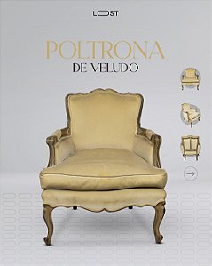 Par de poltronas em veludo bege, pés de madeiro platinada em branco