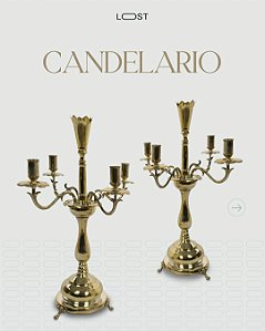Par candelabro dourado p/ 5 velas
