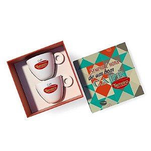 Kit Frase Para Colecionar 2 Xícaras de Café + 2 Pires