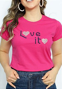 Look T-Shirt 100% algodão Love It | Rosa real | M