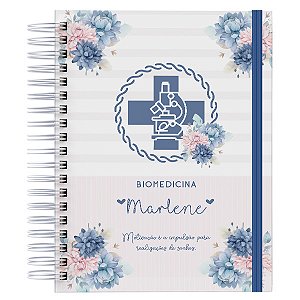 AGENDA - PROFISSÕES FLORAL - Azul com rosé-  Biomedicina