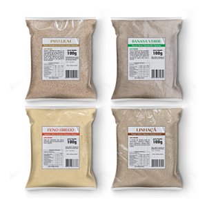 KIT Psyllium, Banana Verde, Linhaça, Feno Grego (Todos 100g)