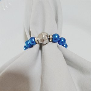 Kit 6 Porta-guardanapos de Pérolas de Porcelana 6mm Azul Royal