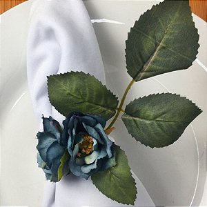 Kit 6 Porta-guardanapos Floral Mini Rosas Azuis
