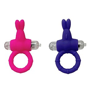 Anel Peniano Rabbit Em Silicone Com Vibração e Estimulador Clitoriano