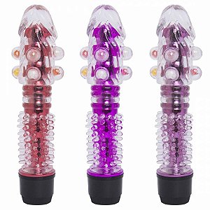 Vibrador ao estilo Personal com Capa Texturizada com esferas