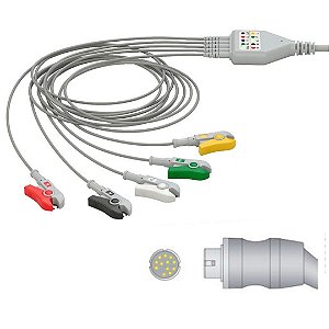 Cabo de ECG  5 Vias C/ Terminal Garra - Compatível MINDRAY