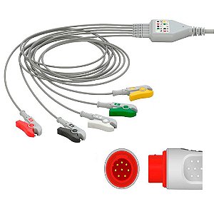 Cabo de ECG  5 Vias C/ Terminal Garra - Compatível BIONET BM3