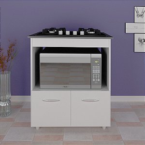 Balcão Elisa 2 Portas Para Cooktop 4 Bocas E Forno Branco