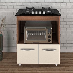 Balcão Elisa 2 Portas Para Cooktop 4 Bocas E Forno Savana/Off White